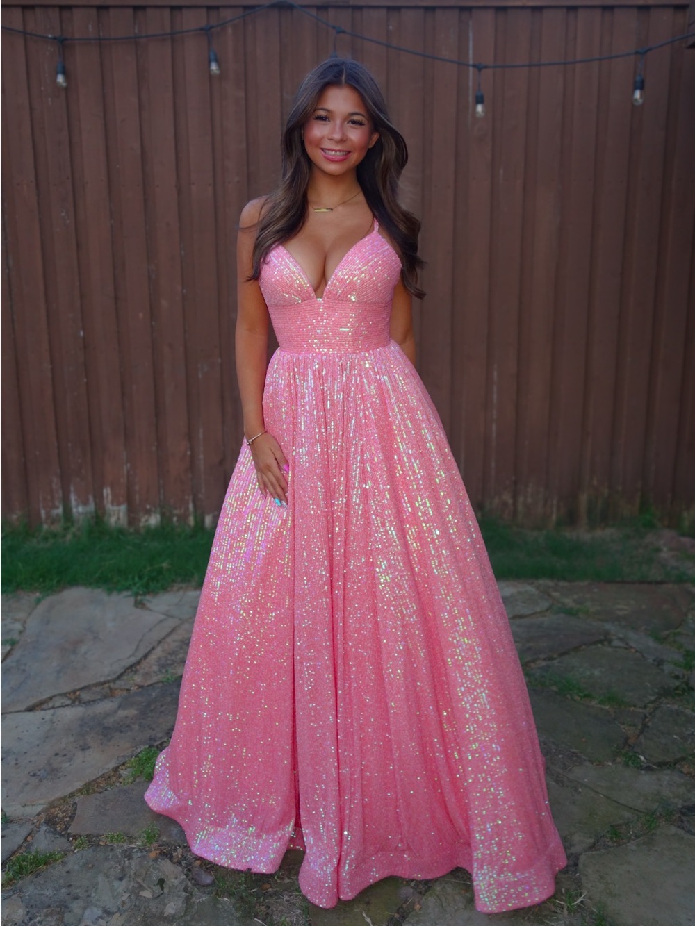Authentic Sherri Hill 54261 Coral Glitter Ballgown pageant Prom Dress Size 0
